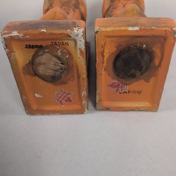 VTG 1950s Ceramic Arnart Creations Dachshund Japan Bookends Orange Rose Floral - Picture 6 of 10